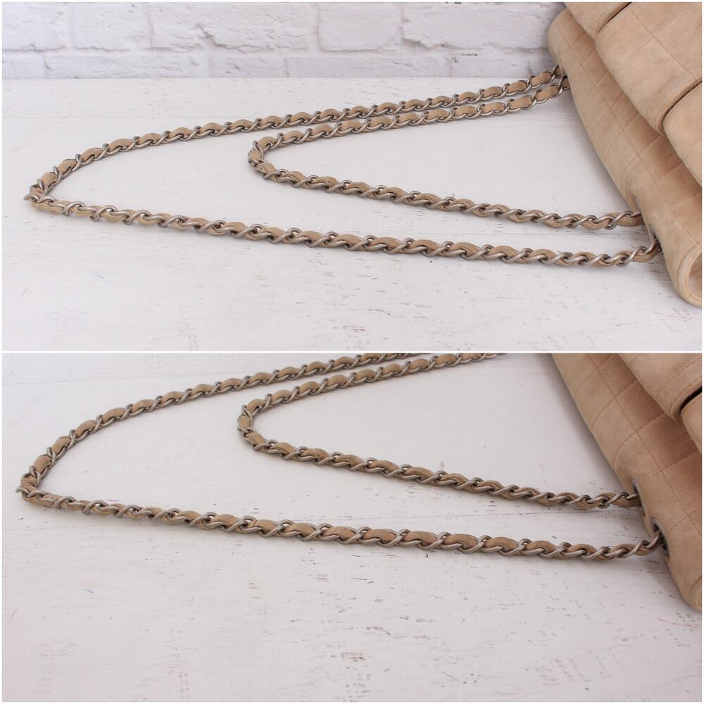 Chanel Chocolate Bar Reissue Multi Pocket Beige Suede Shoulder Crossbody A3212 - Picture 6 of 12